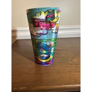 Vintage Toms Snacks Plastic Tumbler Cup 90s Retro Graffiti Art Collectible 6in